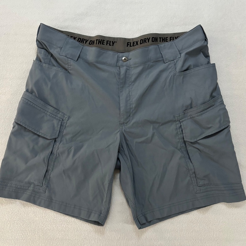 Duluth Trading Co Mens 42 Relaxed Fit Dry on the Fly Cargo Shorts Gray Stretch